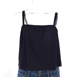 Mimi Chica Black Ribbed Button Back Tank Top L